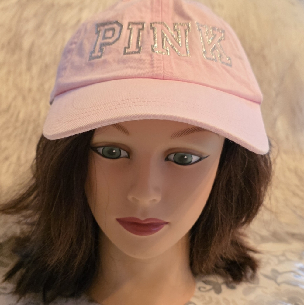 Victoria’s Secret PINK Baby Pink Silver Logo Hat NWOT